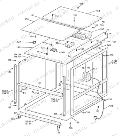 Взрыв-схема плиты (духовки) Zanussi ZSG38 - Схема узла H10 Side/Back Panel